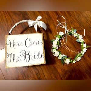 Flower Girl Basket & Flower Crown Bundle